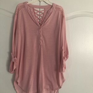 No Boundaries Pilar Pink lacy top